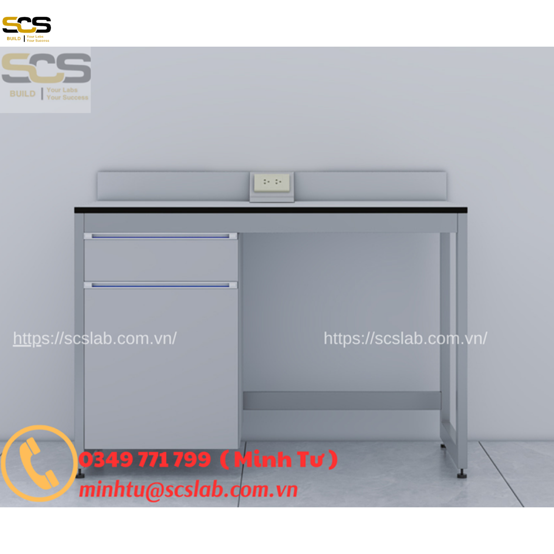 Bàn thí nghiệm đơn, đa dạng kích thước mẫu mã, SCS LAB thi công lắp đặt trên toàn quốc