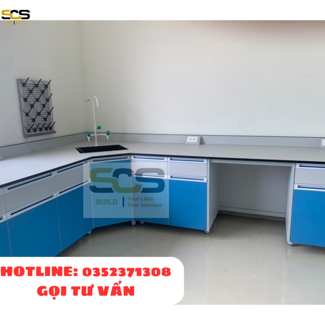 Bàn Thí Nghiệm Áp Tường Chữ L  - Thiết Kế Tối Ưu Tận Dụng Không Gian Phòng Thí Nghiệm
