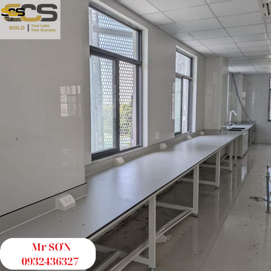Bàn thí nghiệm áp tường đơn - nội thất phòng thí nghiệm 2024