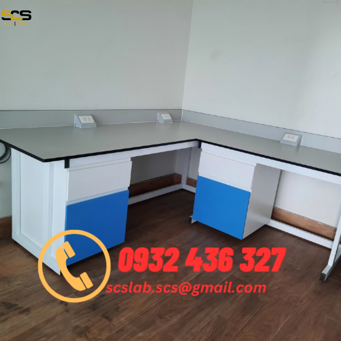 Bàn Thí Nghiệm Áp Tường Chữ L SCS LAB