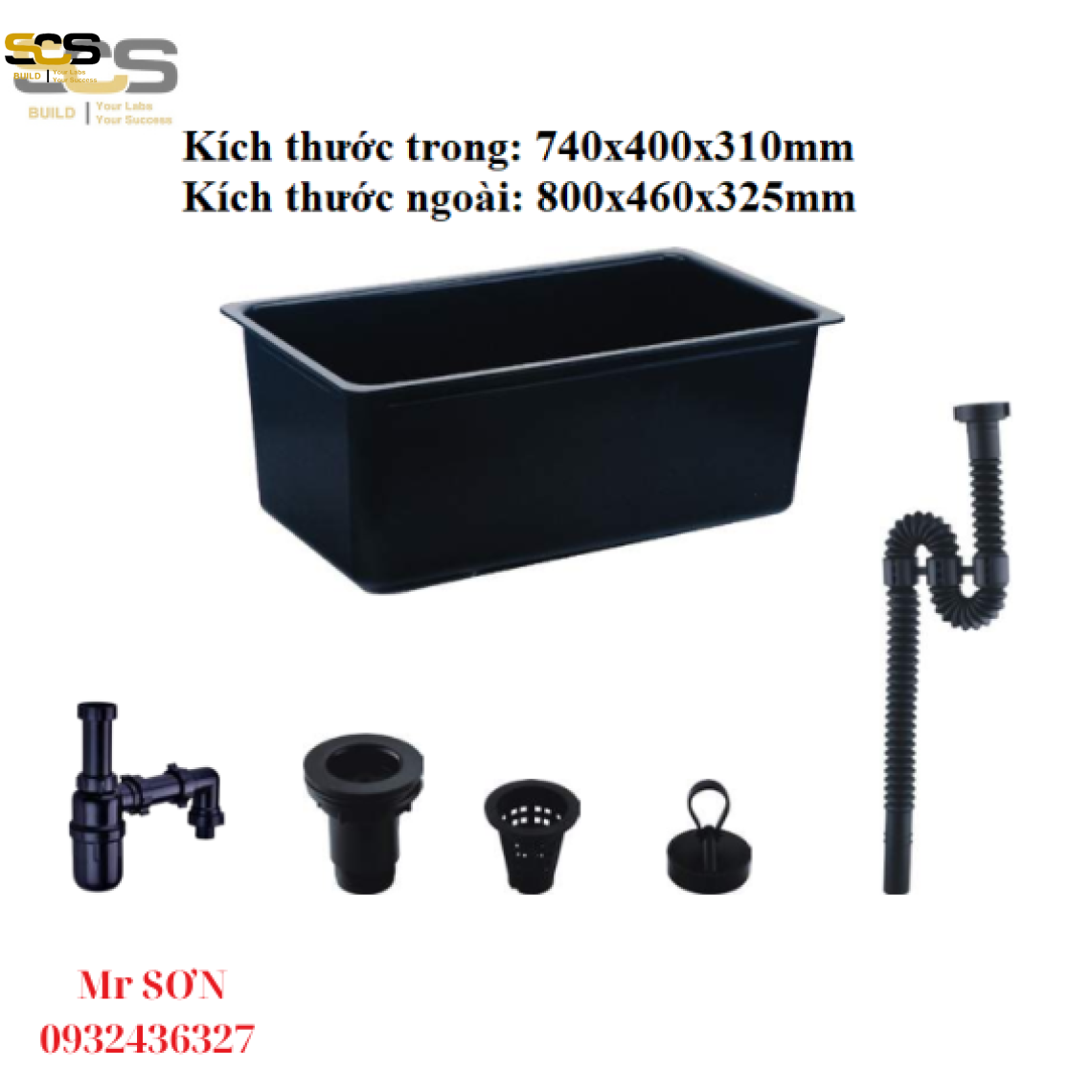 Bồn rửa chuyên dụng chịu hóa chất phòng thí nghiệm kích thước 800mm
