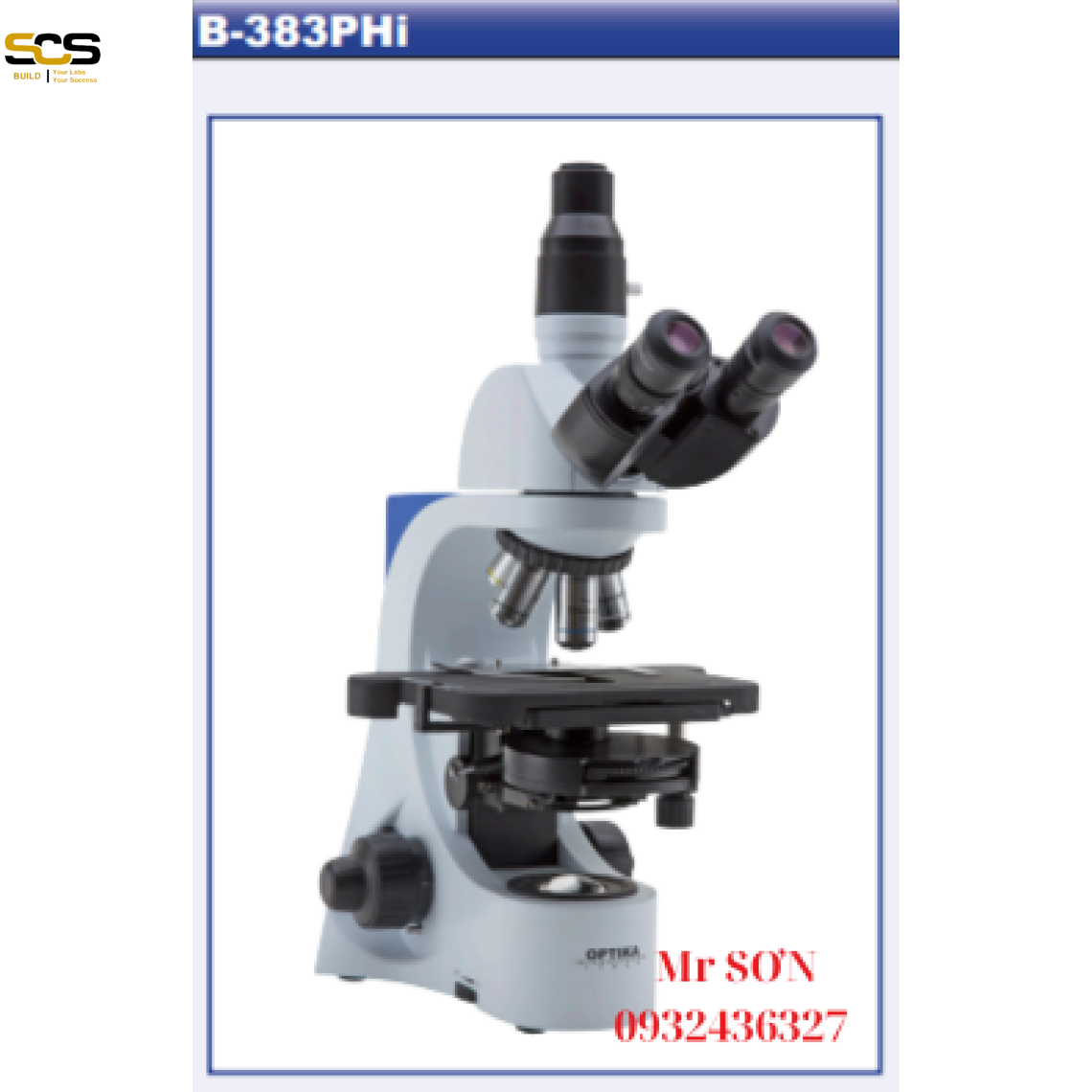 Kính hiển vi phản pha 3 mắt Model: B383PHi