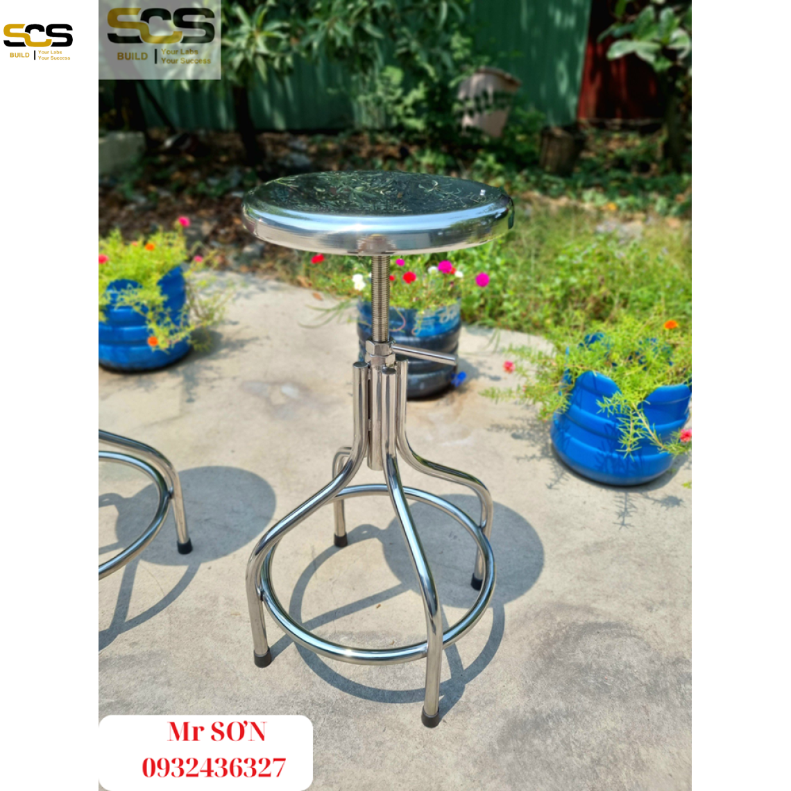 Ghế inox phòng thí nghiệm nâng hạ chiều cao bằng hơi thủy lực