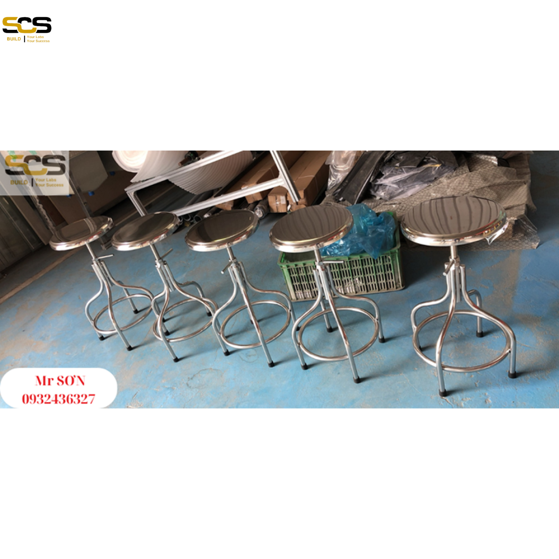 Ghế inox phòng thí nghiệm nâng hạ chiều cao bằng xoay mặt ghế
