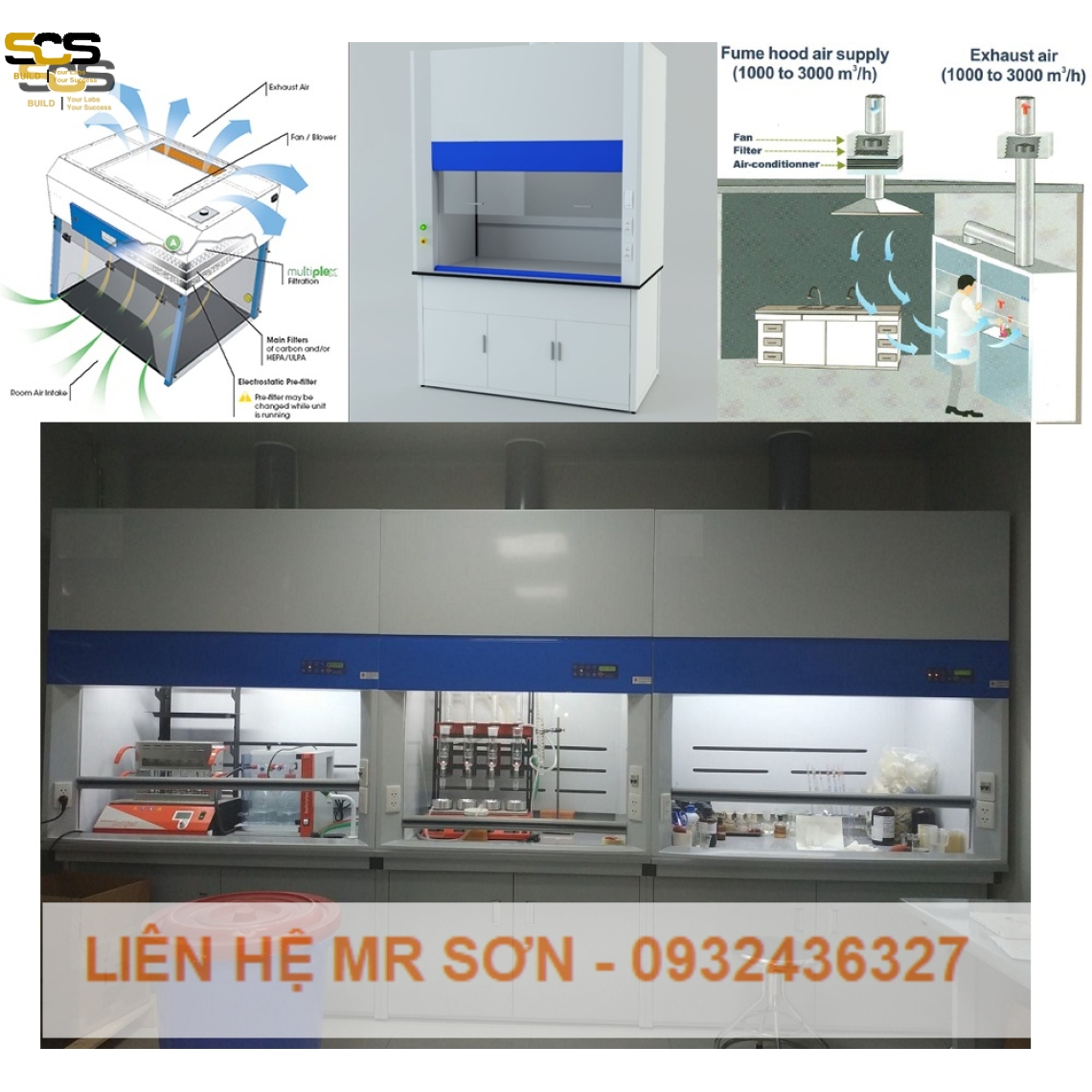 Tủ hút khí độc chịu acid kích thước 900mm