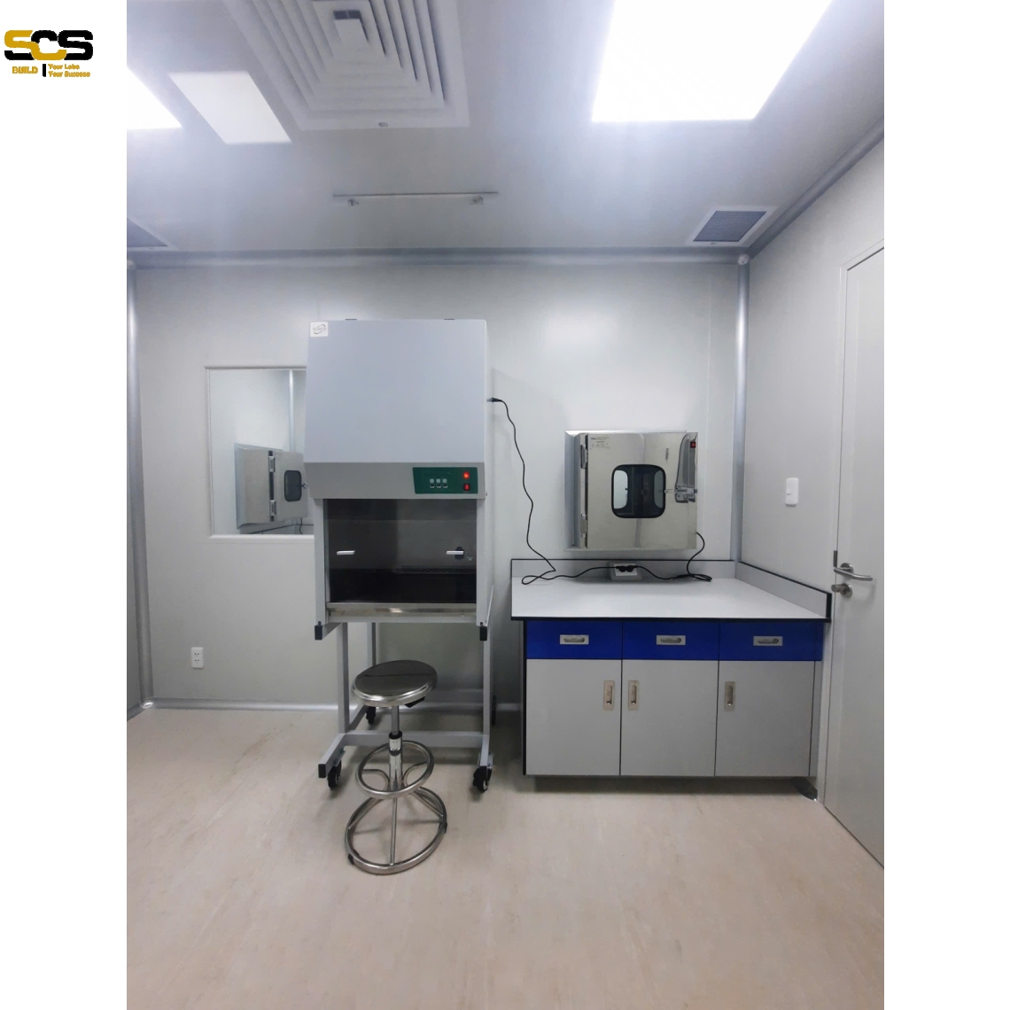 Bàn thí nghiệm áp tường hộc tủ ván phenolic