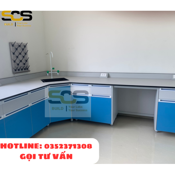Bàn Thí Nghiệm Áp Tường Chữ L  - Thiết Kế Tối Ưu Tận Dụng Không Gian Phòng Thí Nghiệm