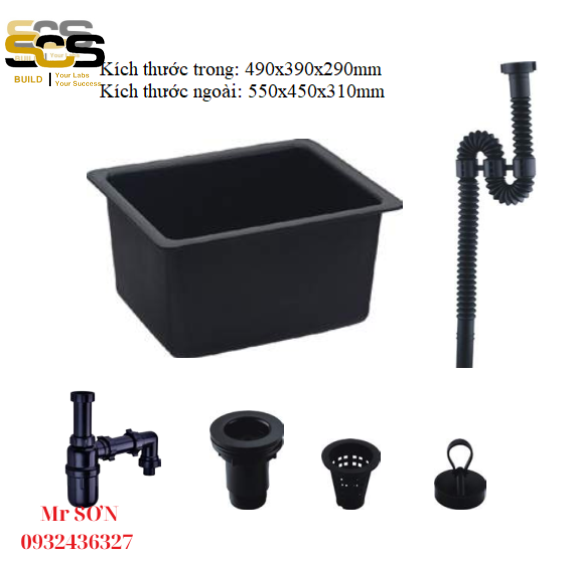 Bồn rửa chuyên dụng chịu hóa chất phòng thí nghiệm kích thước 550mm