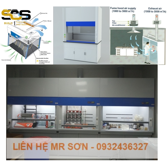 Tủ hút khí độc chịu acid kích thước 900mm